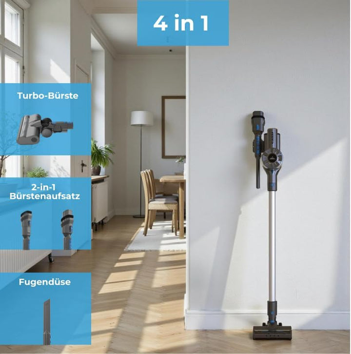 Innova Akku Staubsauger 22000Pa/500 AirWatt/45Min, 1,5L Staubsauger Kabellos, Anti-Tangle-Bürste, Wa