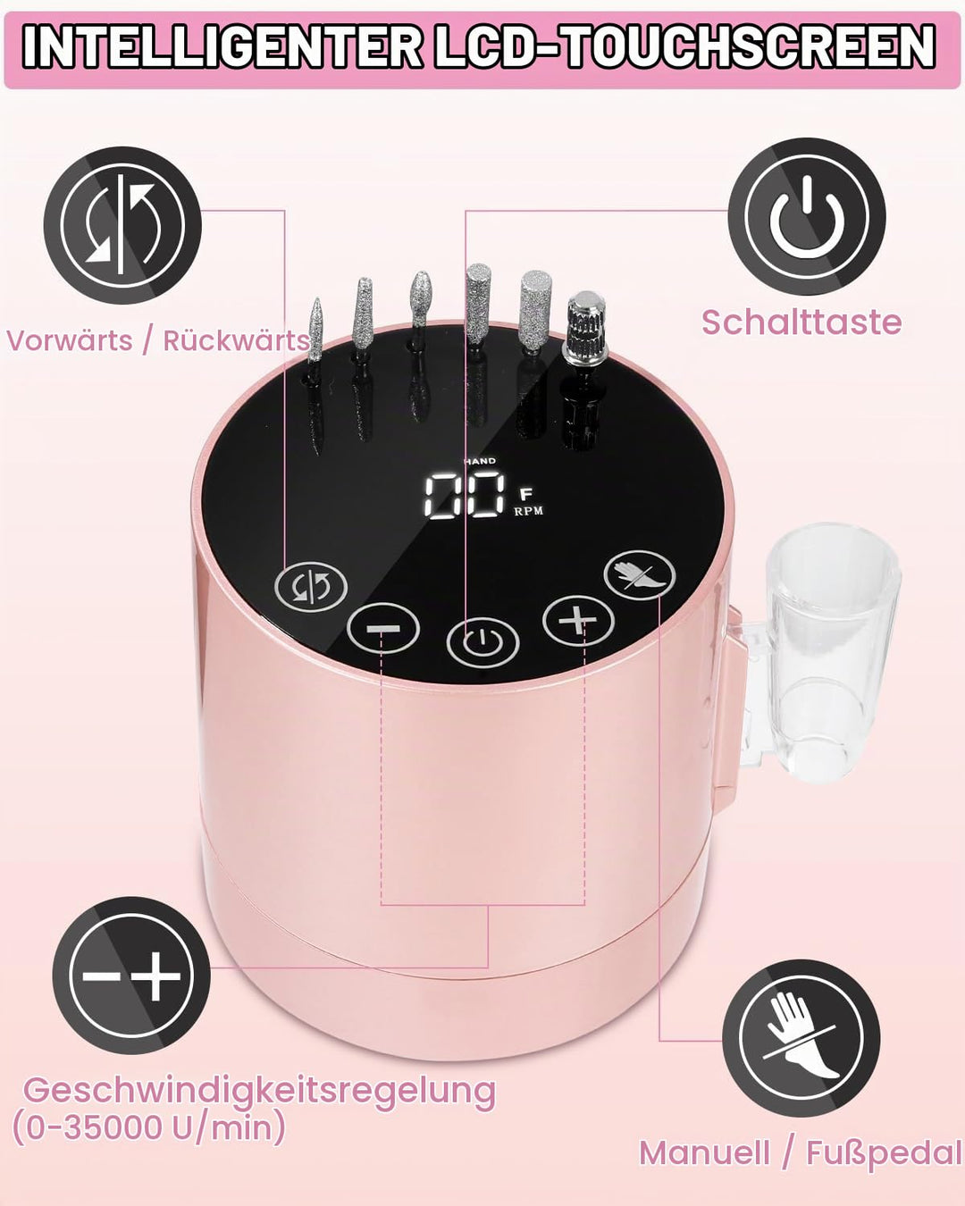 Nagelfräser, Elektrische Nagelfeile für Gelnägel, Nagelfräser Elektrische für Gelnägel 35000 u/min,