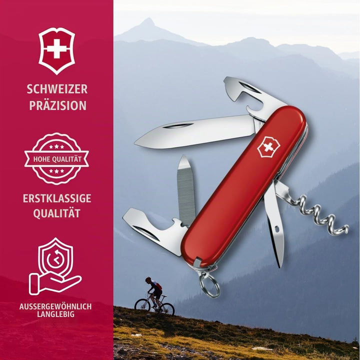 Victorinox Schweizer Taschenmesser, Sportsman, Multitool, Swiss Army Knife, 13 Funktionen, Dosenöffn