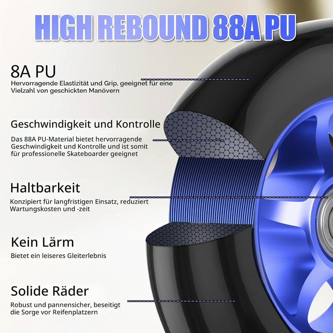 Stunt Scooter Rollen100mm, 2 Stück Stunt Scooter Räder Ersatzräder mit ABEC/ 9 Kugellager/Härtegrad