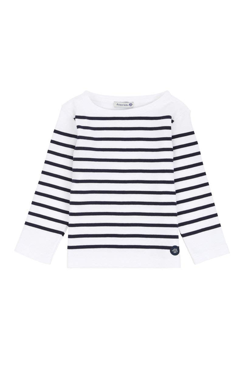 Armor Lux Mädchen Amiral T-Shirt, 2 Jahre Mehrfarbig (Blanc/Navire 400)