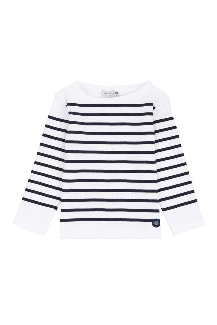 Armor Lux Mädchen Amiral T-Shirt, 2 Jahre Mehrfarbig (Blanc/Navire 400)