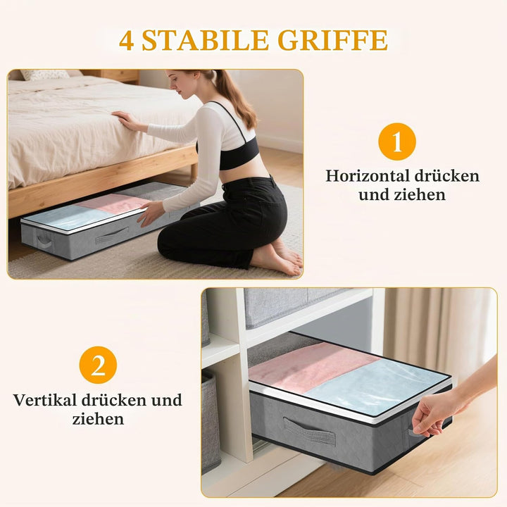 Cozary 3 Stück Unterbett Aufbewahrungsbox 75L, Unterbettkommode mit Sichtfenster, Umzugstaschen, Tra