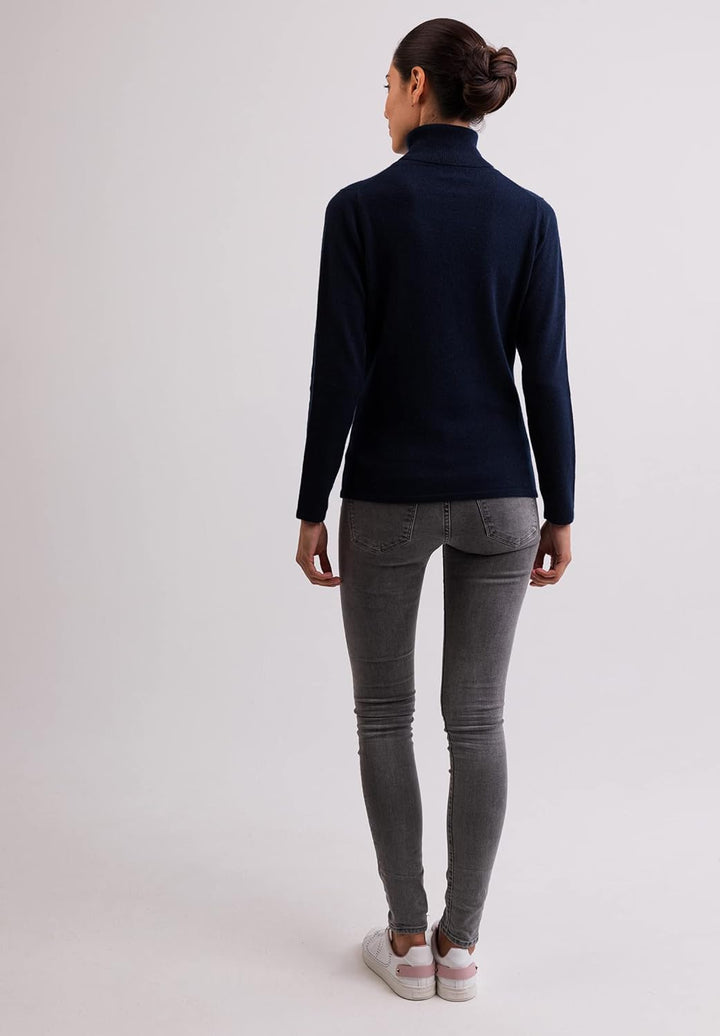 100% Kaschmir Damen Pullover | Sweater Rollkragen 2-fädig XS Marine, XS Marine