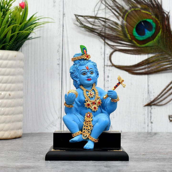 Saudeep India Laddoo Gopal mit Flöte Idol | Bal Gopal Murti Auto Armaturenbrett | Baby Krishna Statu