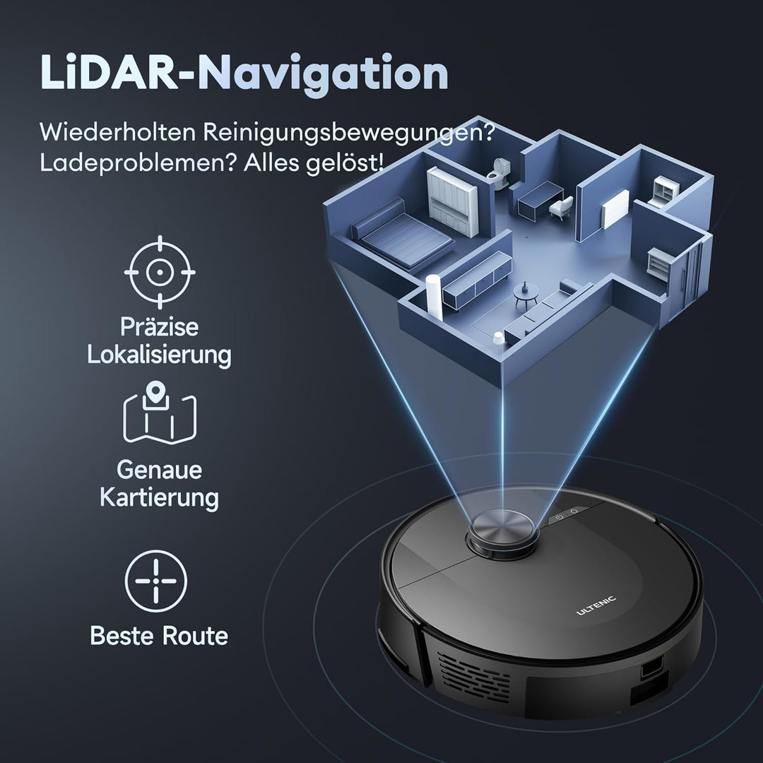 Ultenic Staubsauger Roboter 4000 Pa Saugkraft, 3-in-1 Saug und Wischroboter für Teppich Tierhaare Bö