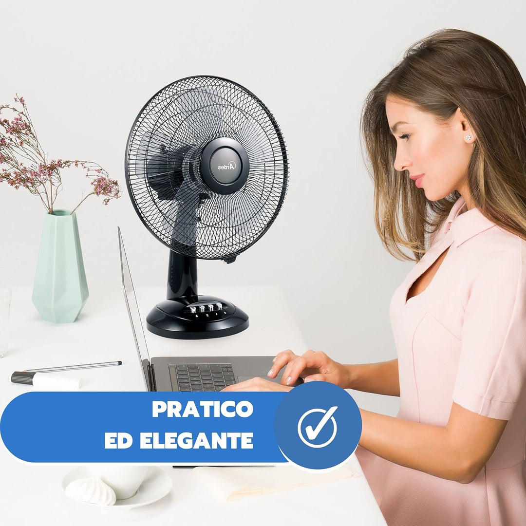 ARDES - Ardes-Tischventilator 30 cm Modell Penny, 5 Flügel, oszillierend, mit verstellbarem Neigungs
