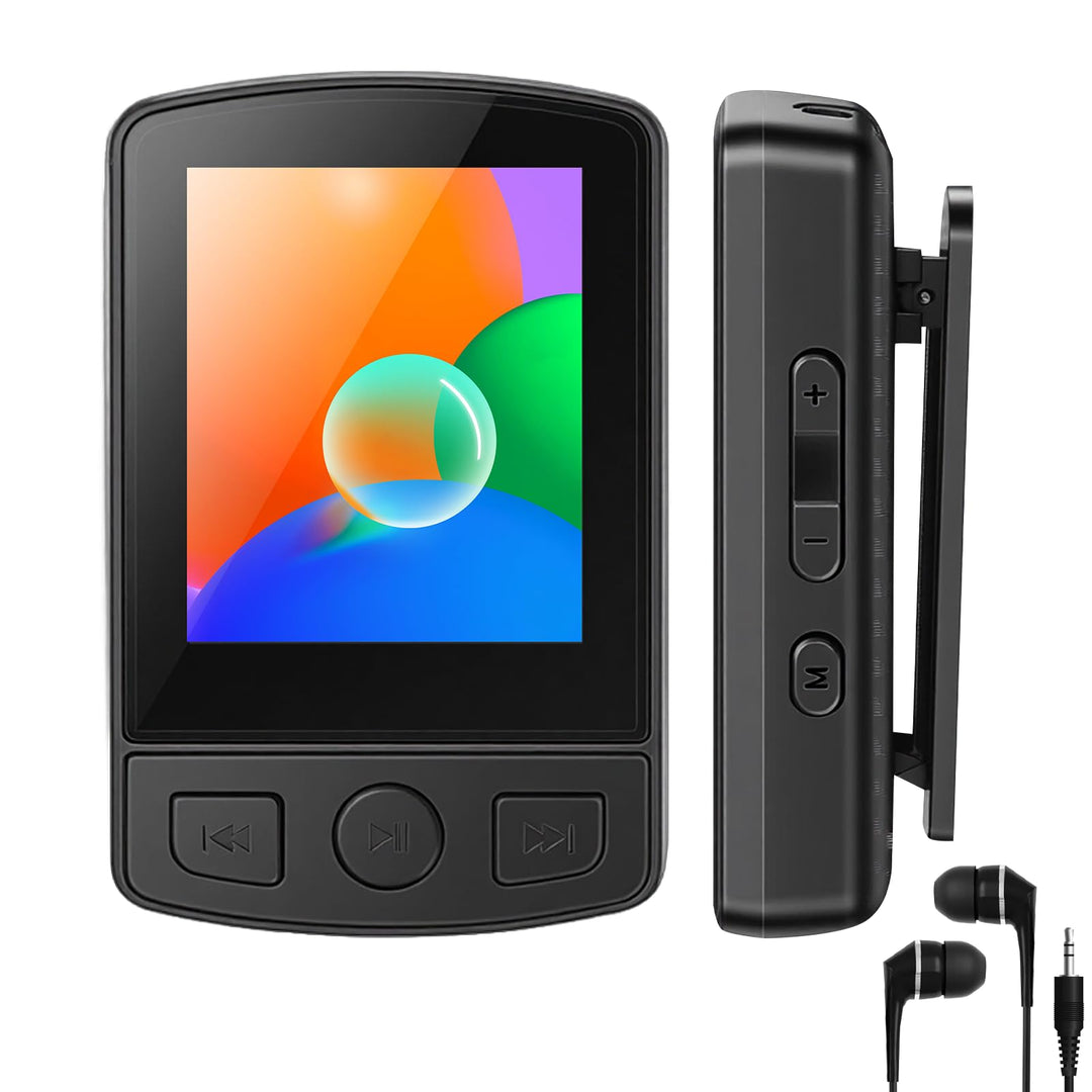 MP3 Player Bluetooth 5.2 - Sport 32GB Musik Player 1,8 Zoll TFT Farbbildschirm mit Clip FM Radio Ein
