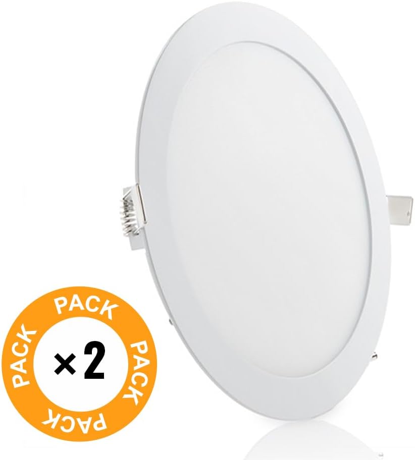 Packung mit 2 LED-Panels 20W 2000Lm 4200ºK Rund 40.000H [GR-RDP15-20W-W-PK2-AP] | Greenice Opal, Opa