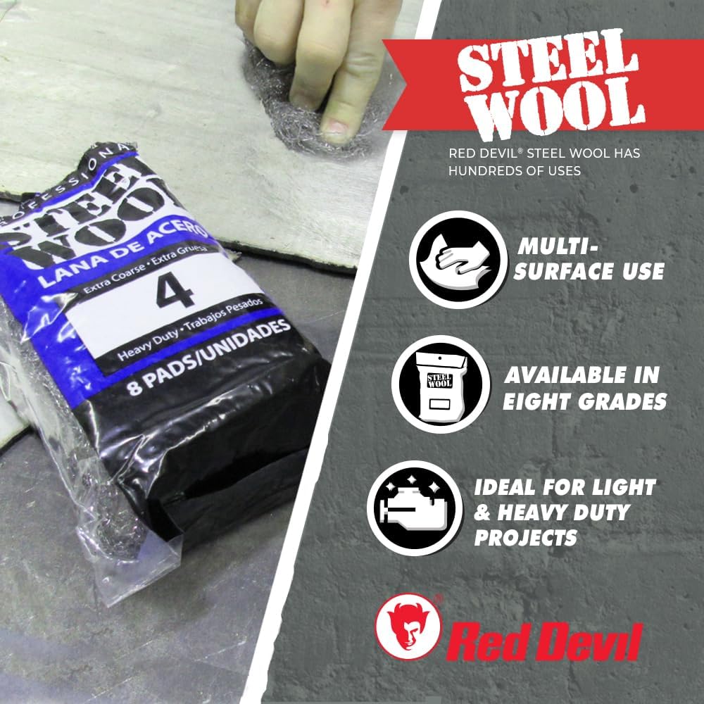 Red Devil Stahlwolle 0313, 0 fein (96 Stück) 96 Pads 0 fein, 96 Pads 0 fein