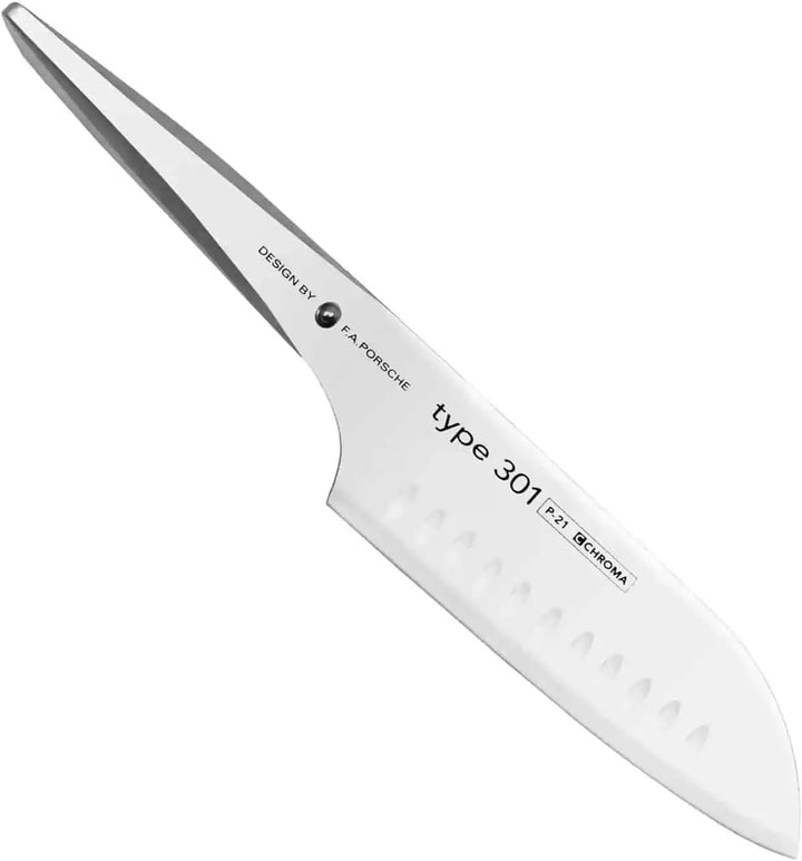 Chroma Type 301 P-21 Santoku mit Kullenschliff 17,8 cm