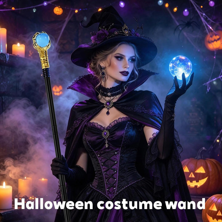 2 Stück Stab Gold &amp; Silber LED Leuchtend Halloween Zauberstab