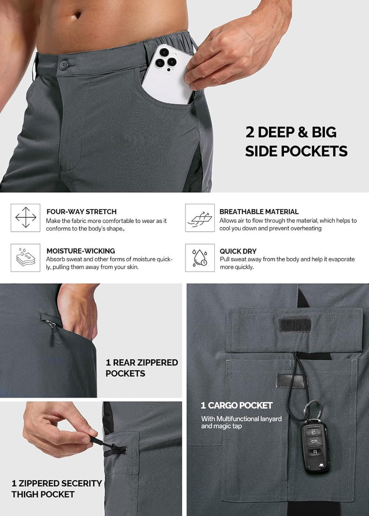 Cycorld Kurze-Hosen-Herren,Wanderhose MTB Hose Herren Kurz Atmungsaktiv Schnelltrocknende Bermuda Ca