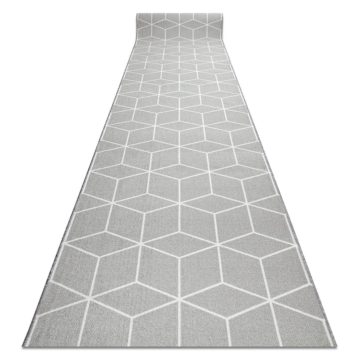rugsx Antirutsch Teppichläufer Cube Würfel - moderner Kurzflor für Küche, Flur & Wohnzimmer, Meterwa
