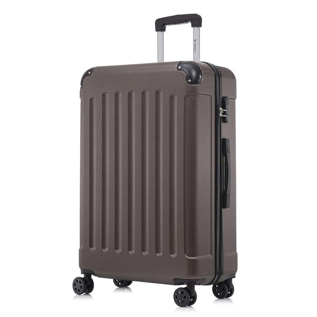 Koffer Suitcase XL Braun, Trolley Reisekoffer, Rollkoffer Handgepäck mit 4 Rollen 360°, Hartschalenr