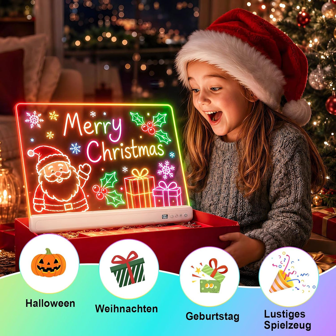 LED Zeichentafel Kinder 18.8 Zoll gross mit Timer &amp; Fernbedienung White, White