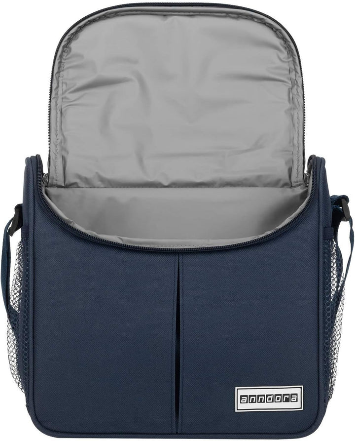 anndora Mini Kühltasche 4 Liter Vespertasche lunchbag - Farbwahl navy blau weiss, navy blau weiss
