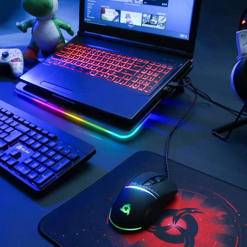 KLIM Aurora + Laptop-RGB-Kühler- 11 bis 17 Zoll + Laptop-Gaming-Kühlung + USB-Lüfter + Stabil und le