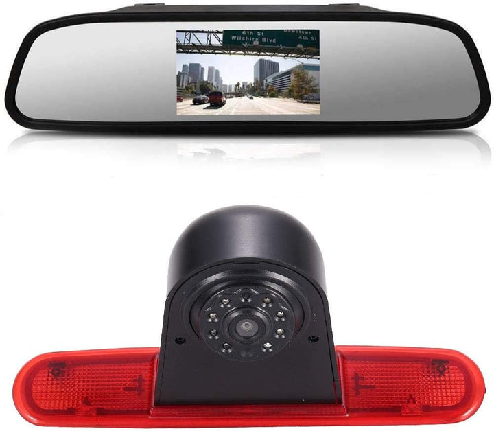 【4.3'' Rückspiegel Monitor + Rückfahrkamera Transporter】im 3. Bremsleuchte HD Rückfahrkamera für FIA