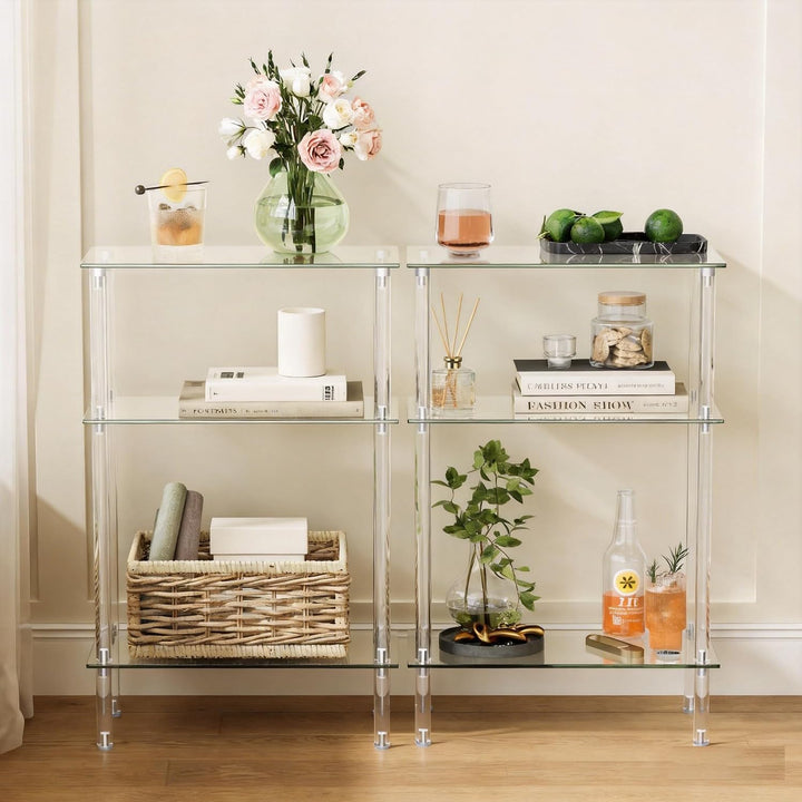 Beistelltisch Glas Glastisch Klein LET523TR 3 Etagen, 3 Etagen
