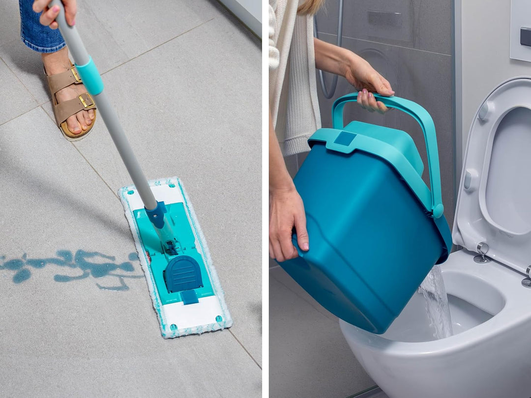 Leifheit Set POWER CLEAN, Wischer für Alle, rückenschonender Bodenwischer mit Reinigungsklingen, Wis