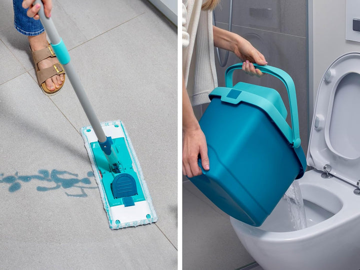 Leifheit Set POWER CLEAN, Wischer für Alle, rückenschonender Bodenwischer mit Reinigungsklingen, Wis