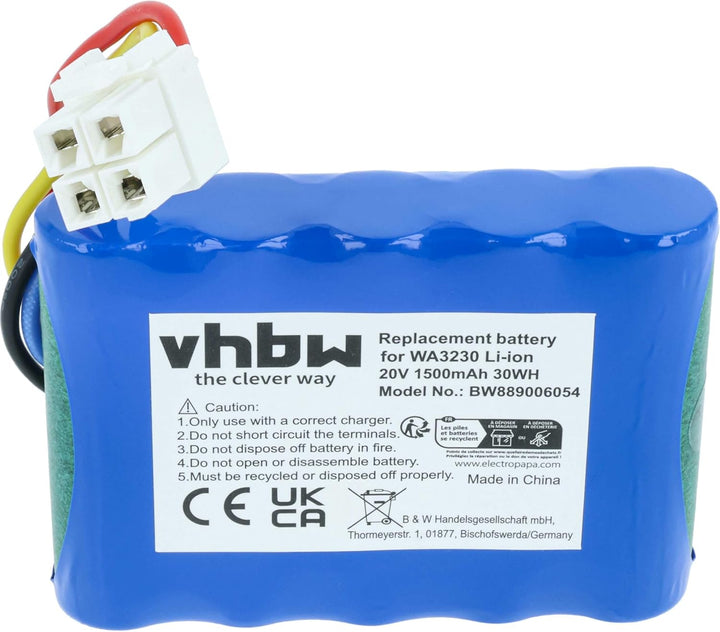 vhbw Akku kompatibel mit Ferrex 800m2 2021, 800m2 Rasenroboter Rasenmäher (1,5Ah, 20V Li-Ion)