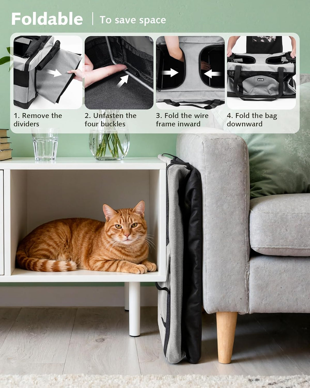 pecute Katzentasche Transporttasche Stabiler Halt Haustier Tragetasche, Transportbox Katze Leicht, F