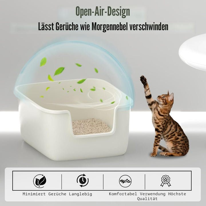 Suhaco Katzenklo Mit Hohem Rand Anti-Spritz Oben Einstieg 49 x 42 x 22 cm Leicht Zu Reinigen Katzent