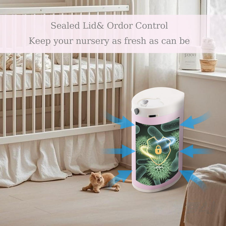 Windeleimer Geruchsdicht, Baby Windeleimer mit Deckel,Fasst bis zu 50 Windeln, Baby Mülleimer Geruch