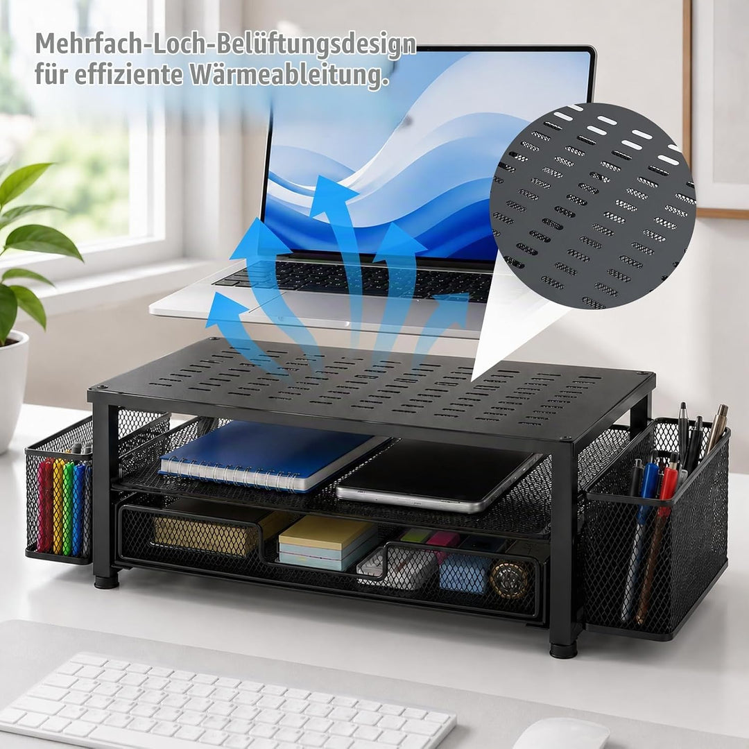 Monitorständer Monitor Stand Bildschirmerhöhung mit Schublade | Monitor Ständer Monitorerhöhung Bild