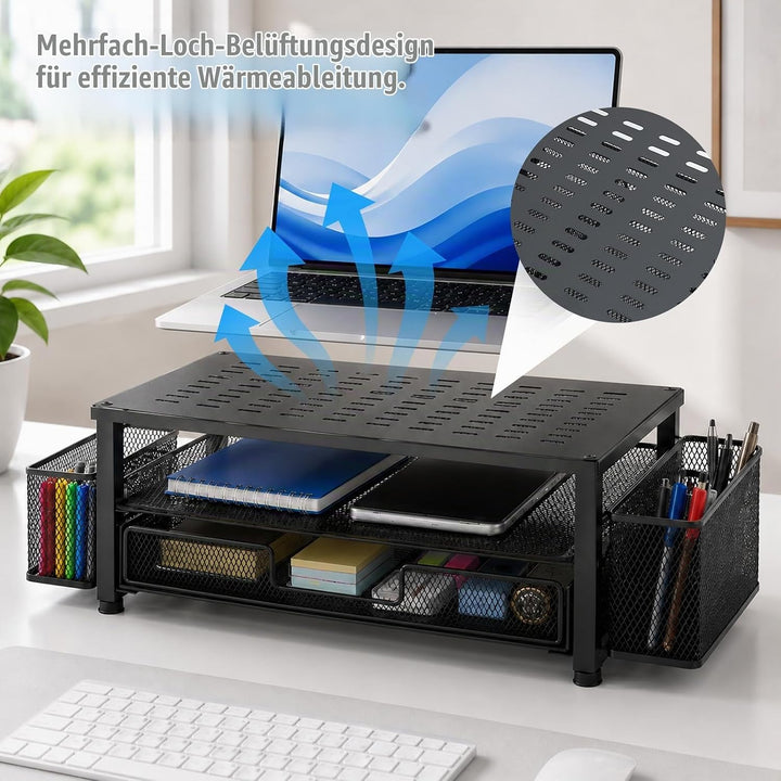 Monitorständer Monitor Stand Bildschirmerhöhung mit Schublade | Monitor Ständer Monitorerhöhung Bild