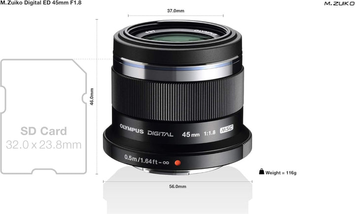 Olympus M.Zuiko Digital 45mm F1.8 Objektiv, lichtstarke Festbrennweite, geeignet für alle MFT-Kamera
