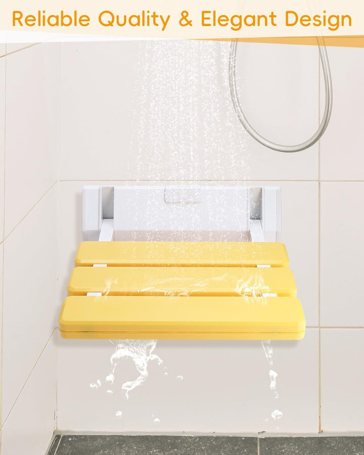 FreeTec Duschklappsitz Duschsitz Klappbar Wandmontage Belastbar bis 130kg Tragkraft Zusammenklappbar