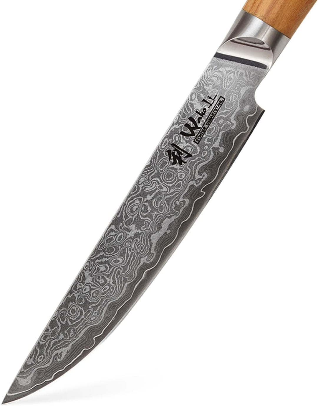 Wakoli Oribu 4er Damast Steakmesser-Set mit 12,50 cm Klingen gefertigt aus 67 Lagen Damaststahl mit