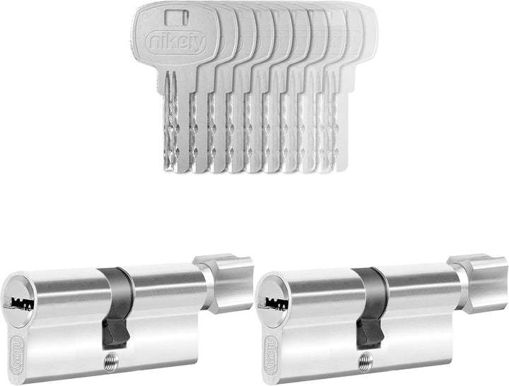 GERCAR 2x Knaufzylinder gleichschliessend 2 Schliesszylinder 30/30 inkl. 10 Schlüssel - 60 mm - Türs
