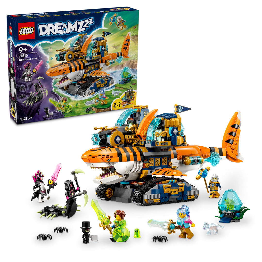 LEGO DREAMZzz 2in1 Tigerhai-Fahrzeug - Spielzeug verwandelbar in Piratenschiff mit Kanone - inkl. 5