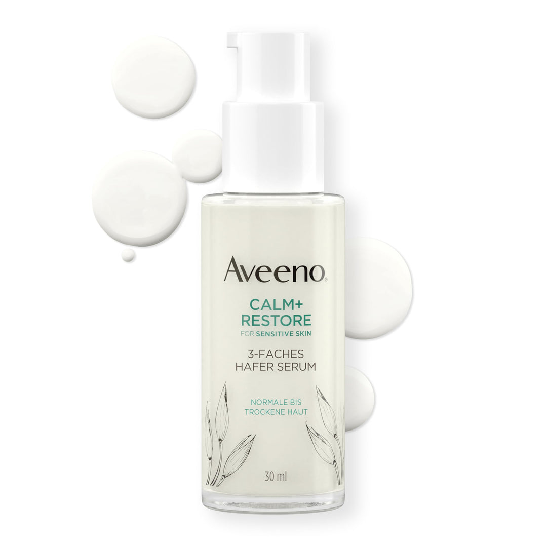 Aveeno CALM+RESTORE Serum mit 3-fachem Haferkomplex – beruhigt, glättet und stärkt die Feuchtigkeits