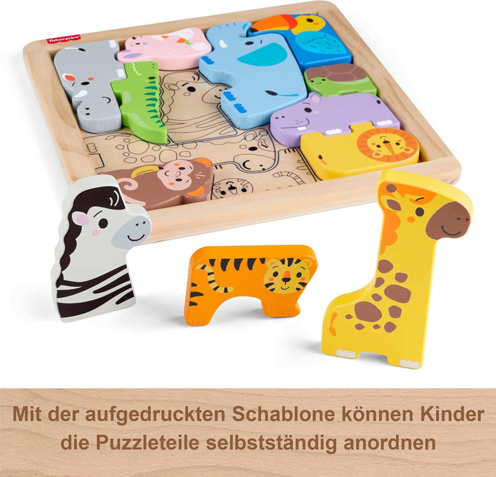 Fisher-Price 2-in-1-Tierwelt aus Holz, Aktivität zum Sortieren von Formen für Kindergartenkinder ab