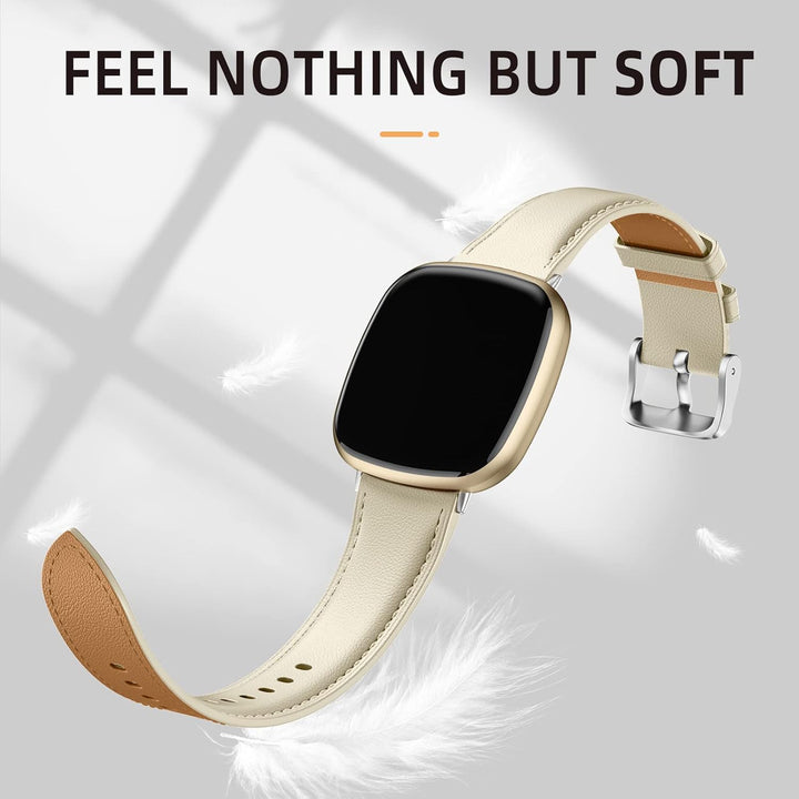 Dirrelo Echtes Leder Armband Kompatibel mit Fitbit Versa 3 Armband/Versa 4 Armband/Sense Armband/Sen