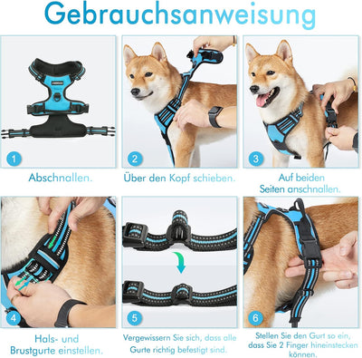 rabbitgoo Hundegeschirr Mittelgrosse Hunde Anti Zug Geschirr Hund mit Kontrolle No Pull Verstellbar