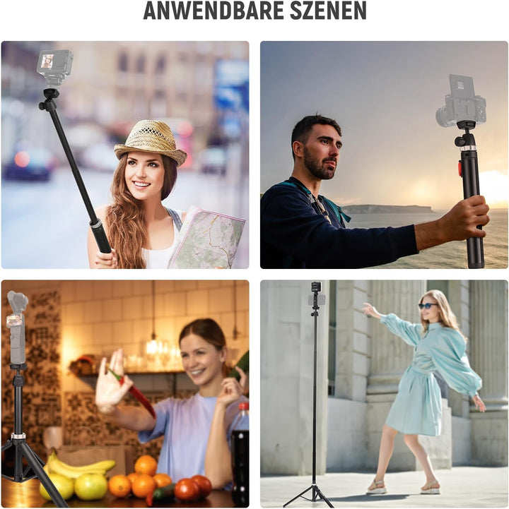 NEEWER Handystativ für Telefon und Kamera mit Fernbedienung, 160cm Metall Selfie Stick Reise Vlog St