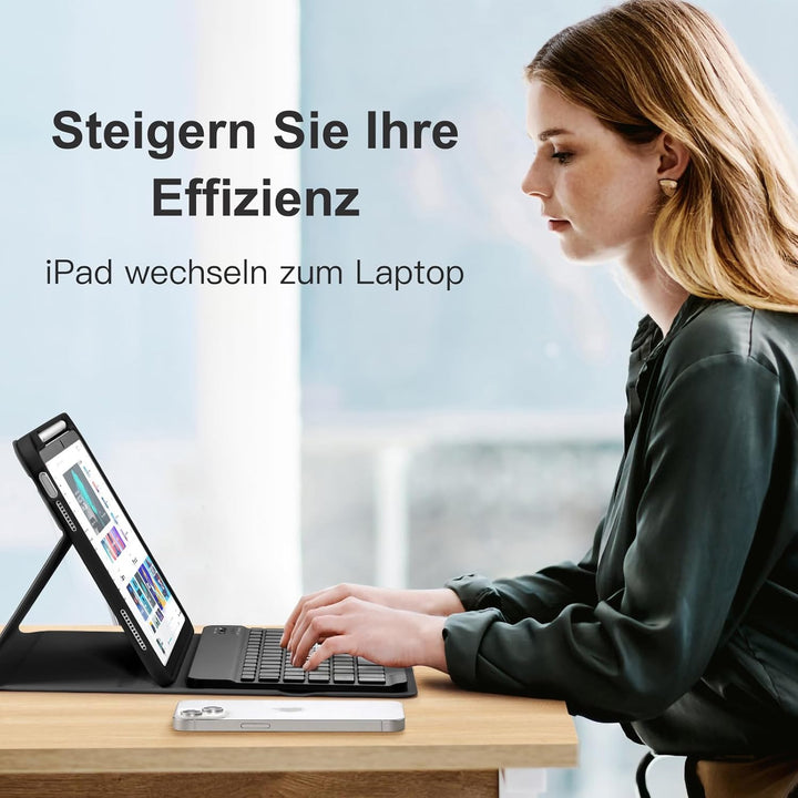 Vobafe Hülle mit Tastatur für iPad A16 11/10 Generation (2025/2022, 11/10.9 Zoll)- 7 Farben Beleucht
