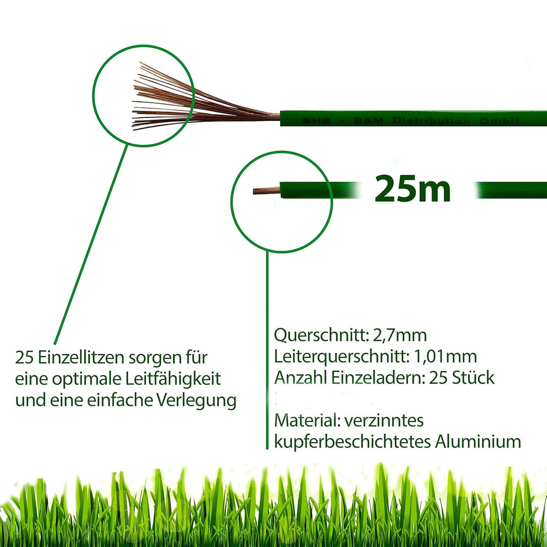 25m Begrenzungskabel für Mähroboter Rasenmäher Rasenroboter Zubehör SET Begrenzungsdraht für Suchkab