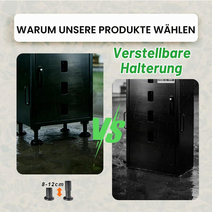 MOZIMOI Paketbox draussen gross XXL, getr. Fächer, Standfüsse 8‑20 cm variabel, schützt Pakete vor S