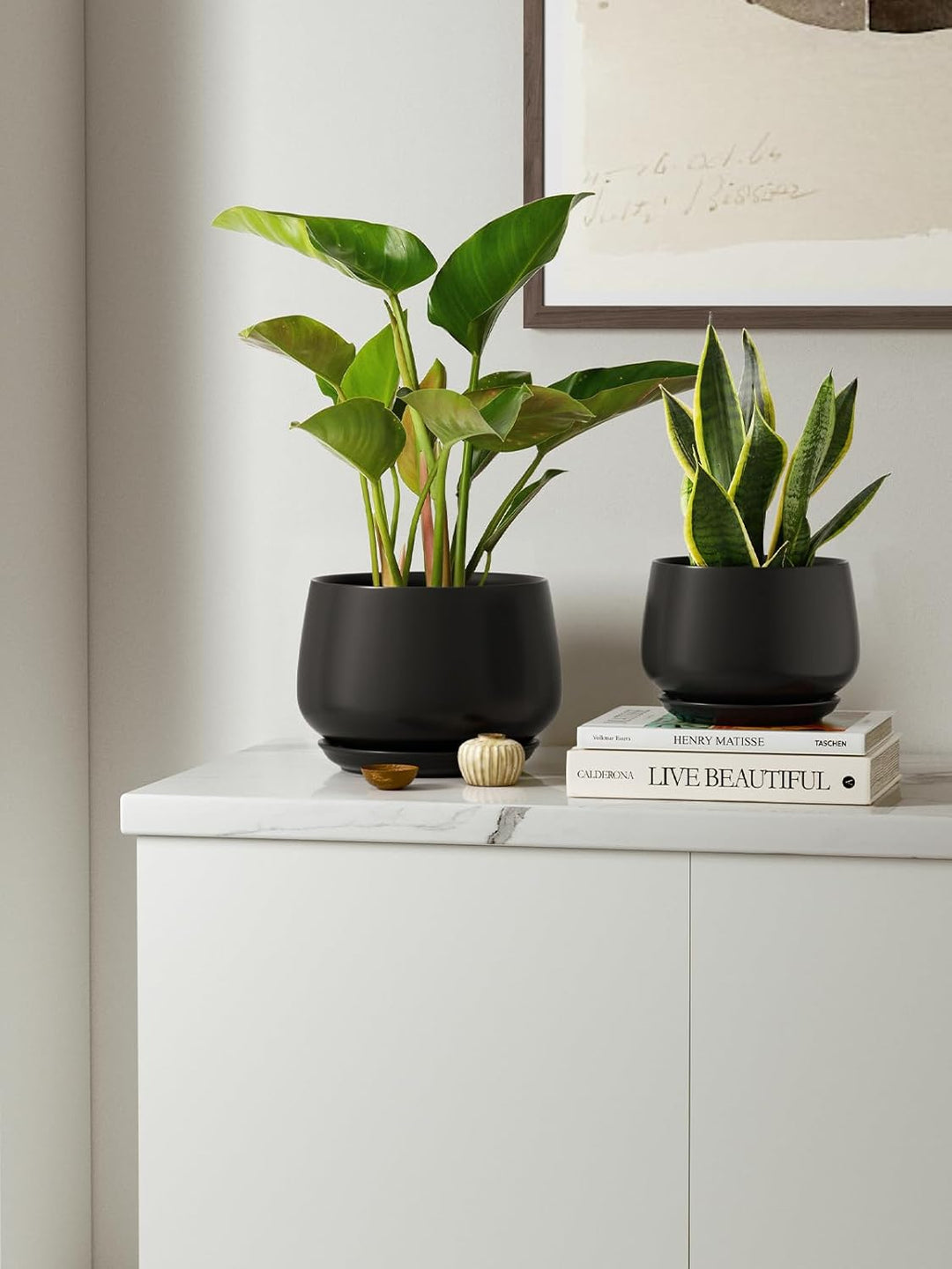 LE TAUCI 3 er Pack Übertöpfe Keramik, 10+13+16 cm Durchmesser Klein Töpfe Set, Blumentopf für Zimmer