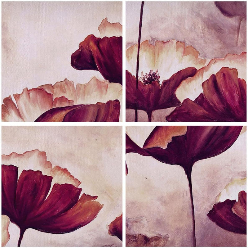 Bilder auf Leinwand Mohn Blume Wiese Leinwandbild mit Rahmen 70x50cm Wandbilder Dekoration Wohnzimme