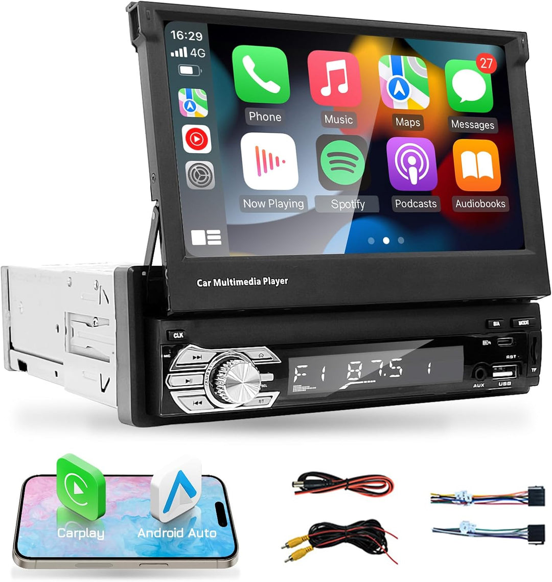 EZoneTronics Indash Autoradio Ausklappbarer 7 Zoll herausziehbarer Bildschirm 1 DIN Autoradio Stereo