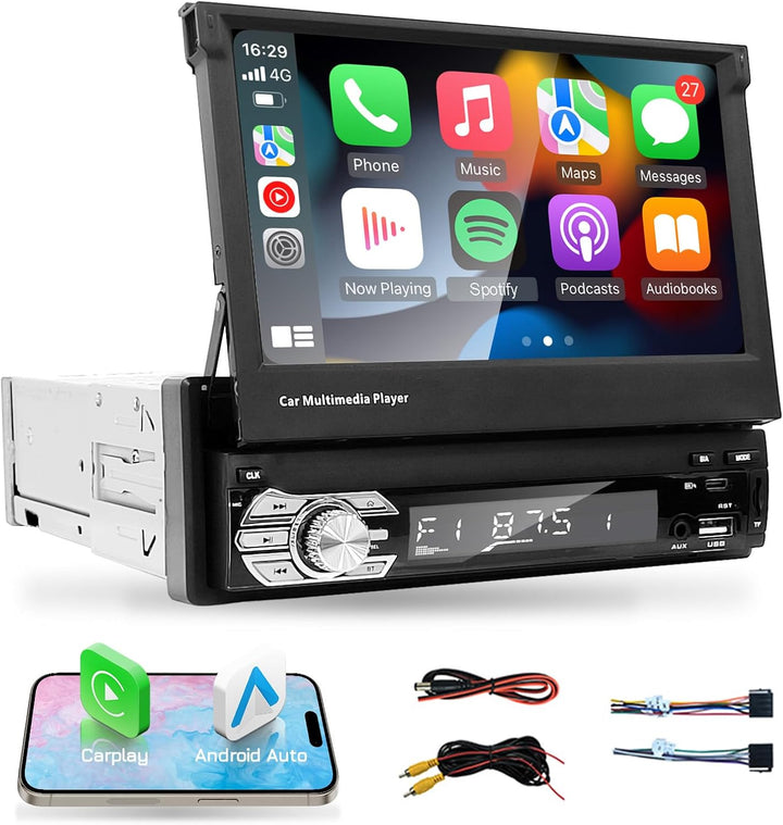 EZoneTronics Indash Autoradio Ausklappbarer 7 Zoll herausziehbarer Bildschirm 1 DIN Autoradio Stereo