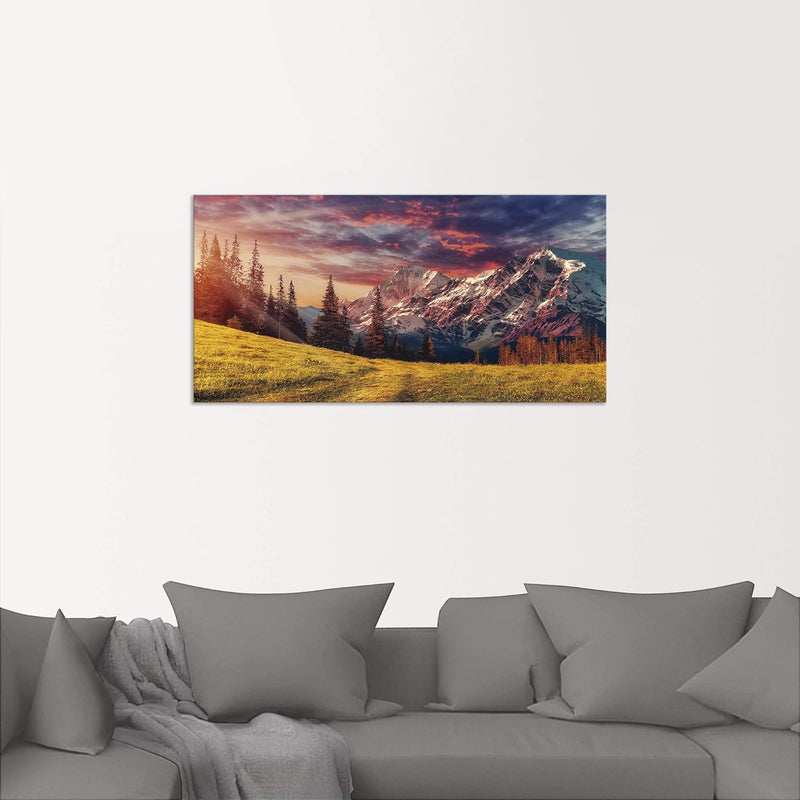 ARTland Wandbild Alu Verbundplatte für Innen & Outdoor Bild 60x30 cm Querformat Landschaft Berge Alp